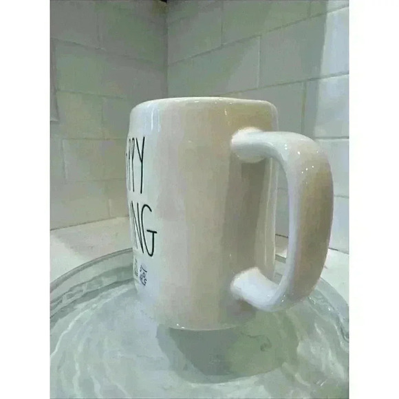 RAE DUNN Easter "HAPPY SPRING" Mug With Watercolor Eggs & Green Inside - Picture 2 of 8